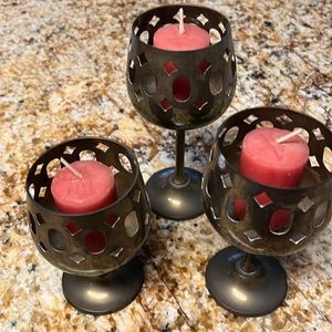 Three tiered vintage brass candle holders.